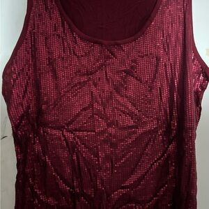 Red sequin tank top